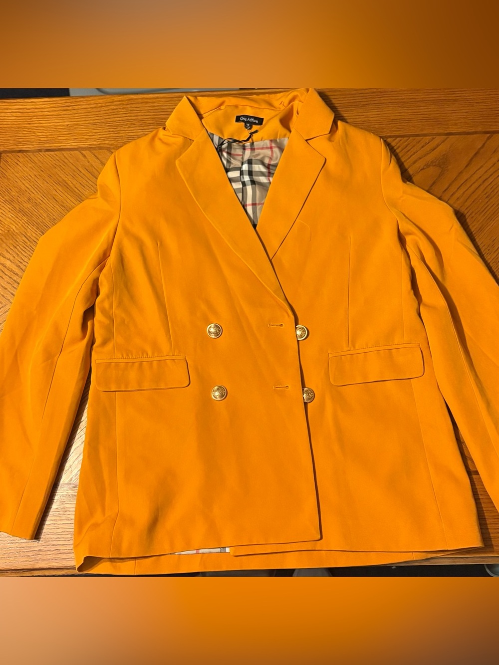Women's Double-Breasted Mustard Blazer jacket medium